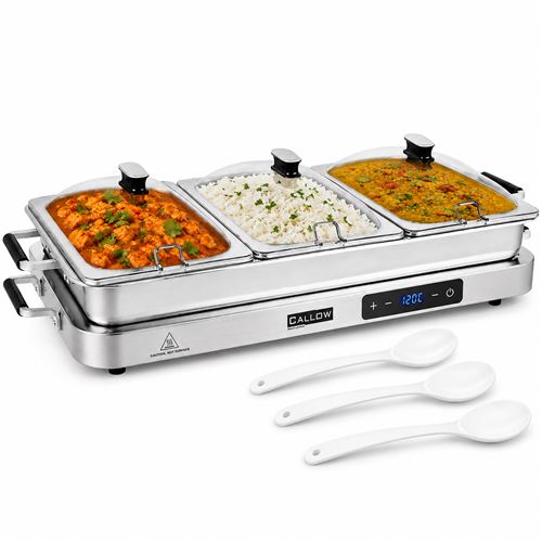 Modern Large Digital 3 Pan Buffet Warmer Server & Hotplate