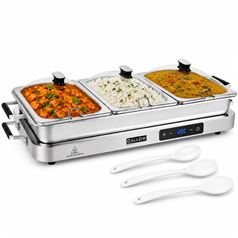 Modern Large Digital 3 Pan Buffet Warmer Server & Hotplate