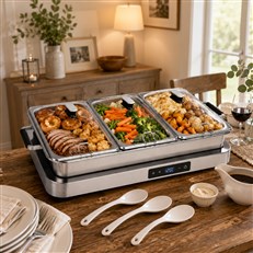 Modern Large Digital 3 Pan Buffet Warmer Server & Hotplate