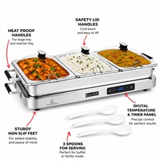 Modern Large Digital 3 Pan Buffet Warmer Server & Hotplate