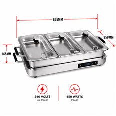 Modern Large Digital 3 Pan Buffet Warmer Server & Hotplate