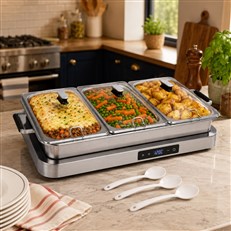 Modern Large Digital 3 Pan Buffet Warmer Server & Hotplate